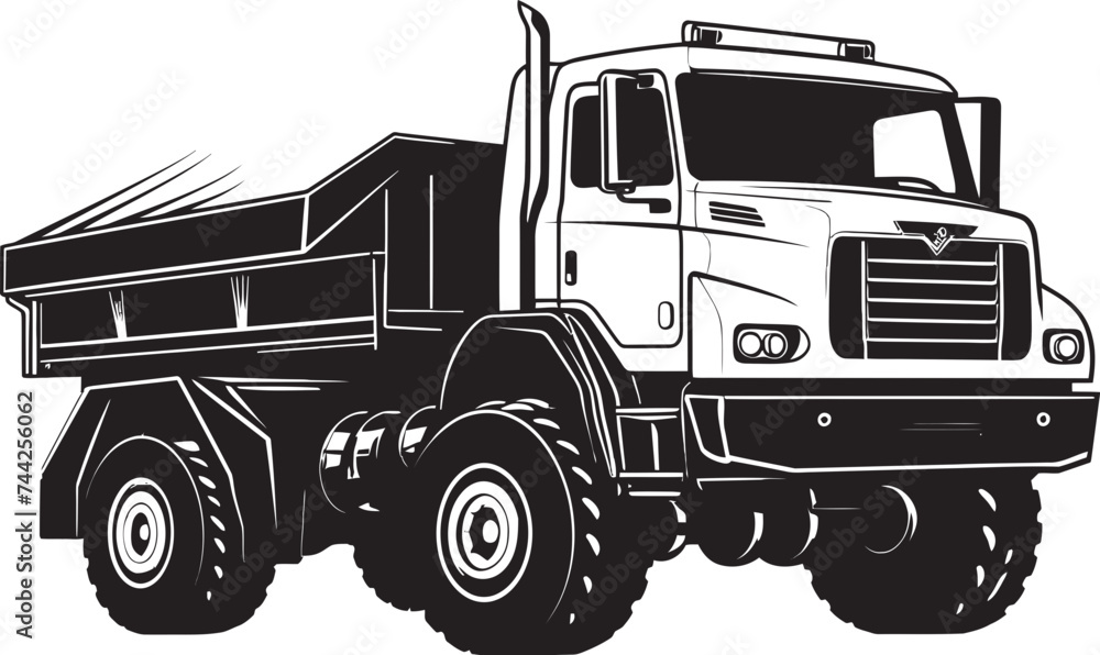 Dump Truck Mastery Industrial Dumper Vector Design Iconic Haulage Black Dump Truck Logo