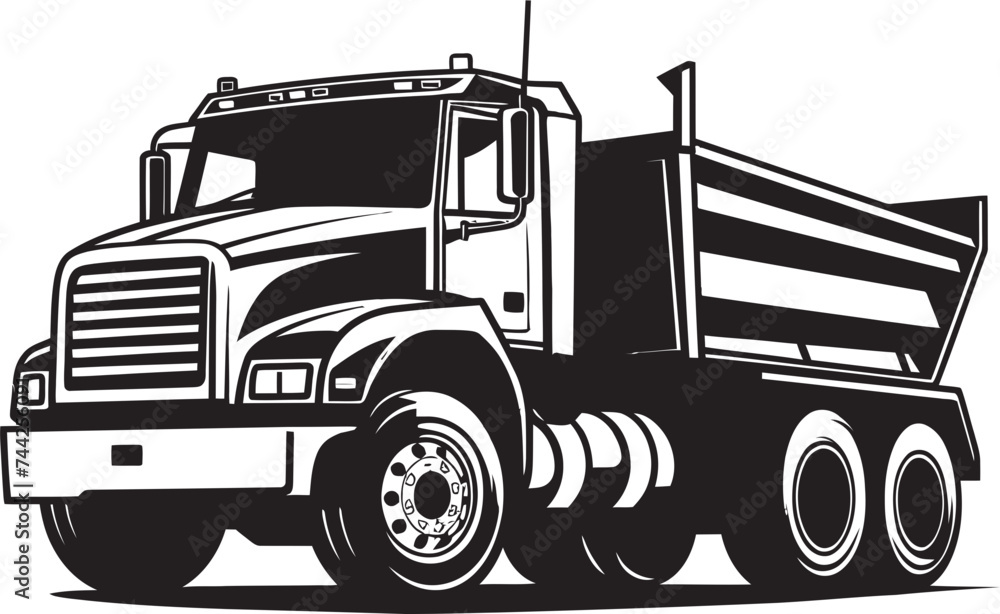 Industrial Iconography Iconic Black Logo Design Dump Truck Mastery Black Vector Iconography