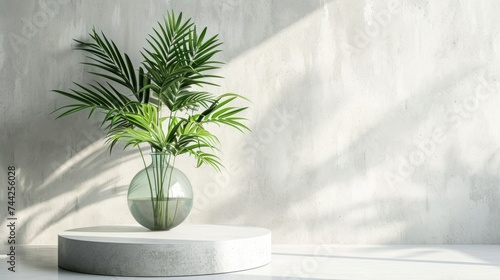 White, empty textured wall and stage background of a podium, generative ai