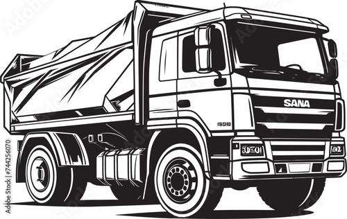 Industrial Iconography Black Logo Graphics Dump Truck Mastery Industrial Dumper Vector Design