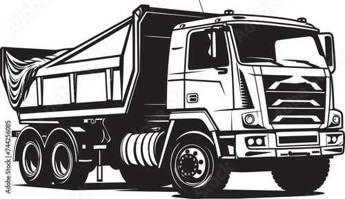 Black Beauty Industrial Iconic Dumper Logo Vector Visions Dump Truck Black Icon Graphics