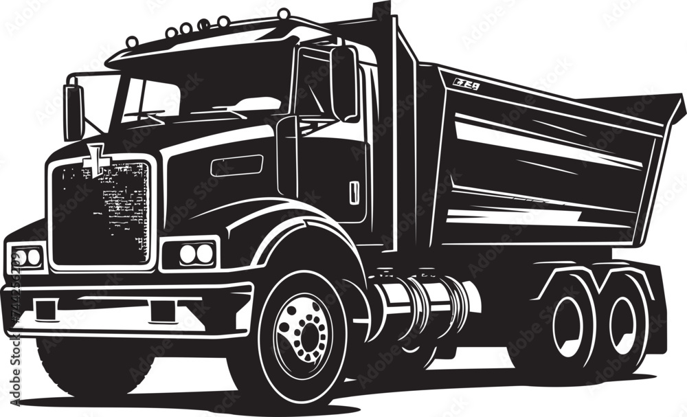 Industrial Chic Black Logo for Dumper Design Streamlined Efficiency Dump Truck Vector Symbol