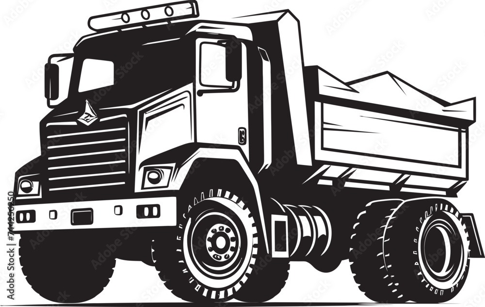 Streamlined Power Black Dumper Logo Design Efficiency Redefined Dump Truck Vector Icon