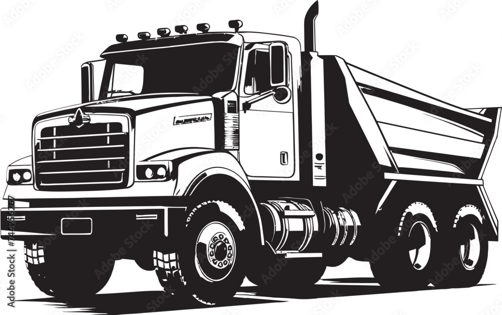 Streamlined Symbolism Black Dump Truck Graphic Efficiency at Its Best Dumper Logo Vector