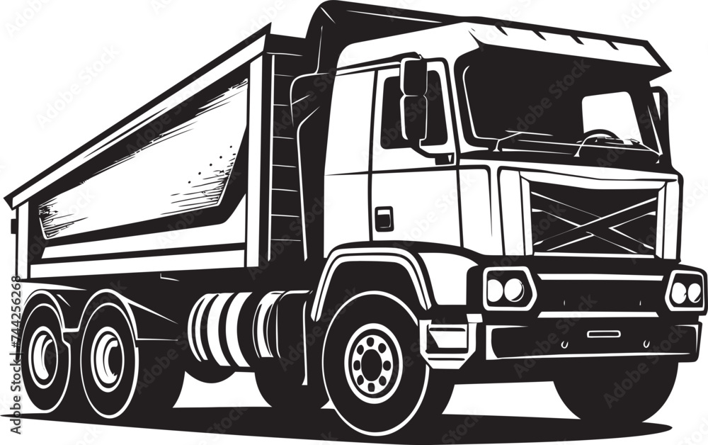 Efficiency in Motion Black Logo for Dump Truck Industrial Elegance Dumper Vector Graphic