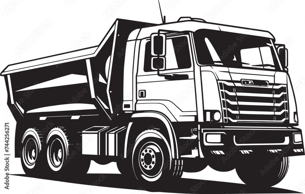 Sleek Strength Dump Truck Graphic Emblem Efficiency in Motion Black Logo for Dump Truck