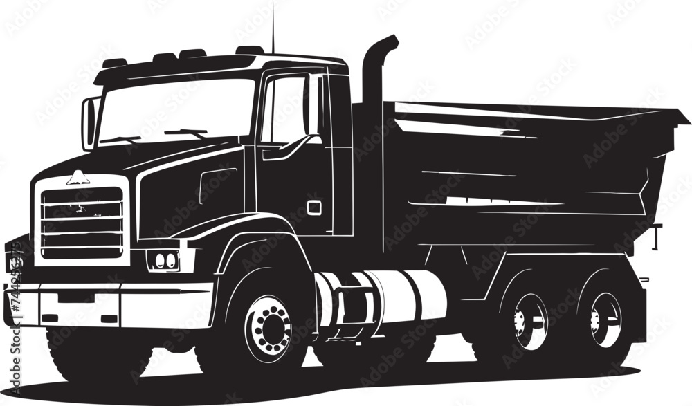 Dump Truck Drive Iconic Black Logo Design for Rig Mighty Mover Vector Graphic Icon for Dump Truck