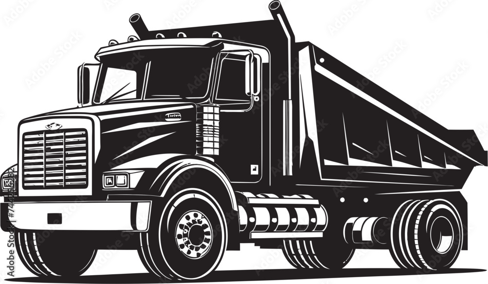 Bold Symbol of Strength Dumper Graphic Icon Dynamic Industrial Emblem Dump Truck Vector Art