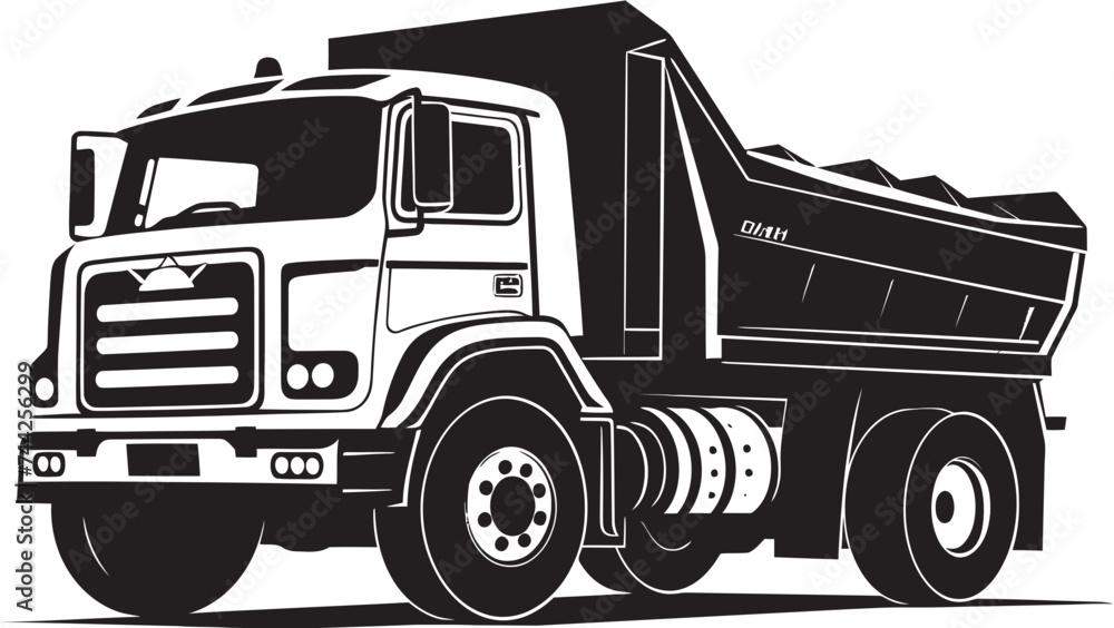 Industrial Impact Dump Truck Logo Vector Symbolic Strength Black Industrial Dumper Design