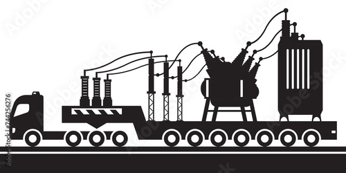 Transportation of power grid substation – vector illustration