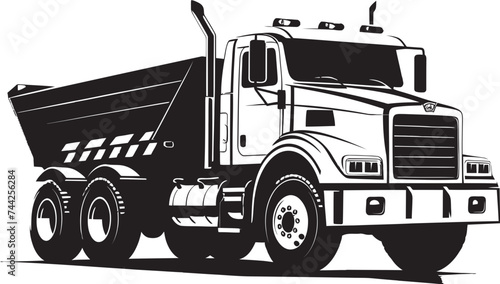 Sleek Efficiency Black Logo for Dump Truck Design Iconic Industrial Innovation Dumper Vector Logo