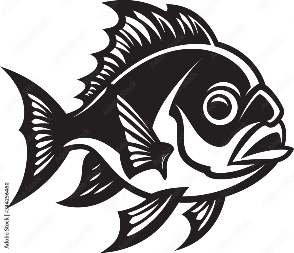 Island Impressions Black Fish Icon Vector Tropic Treasures Exotic Fish Logo Design