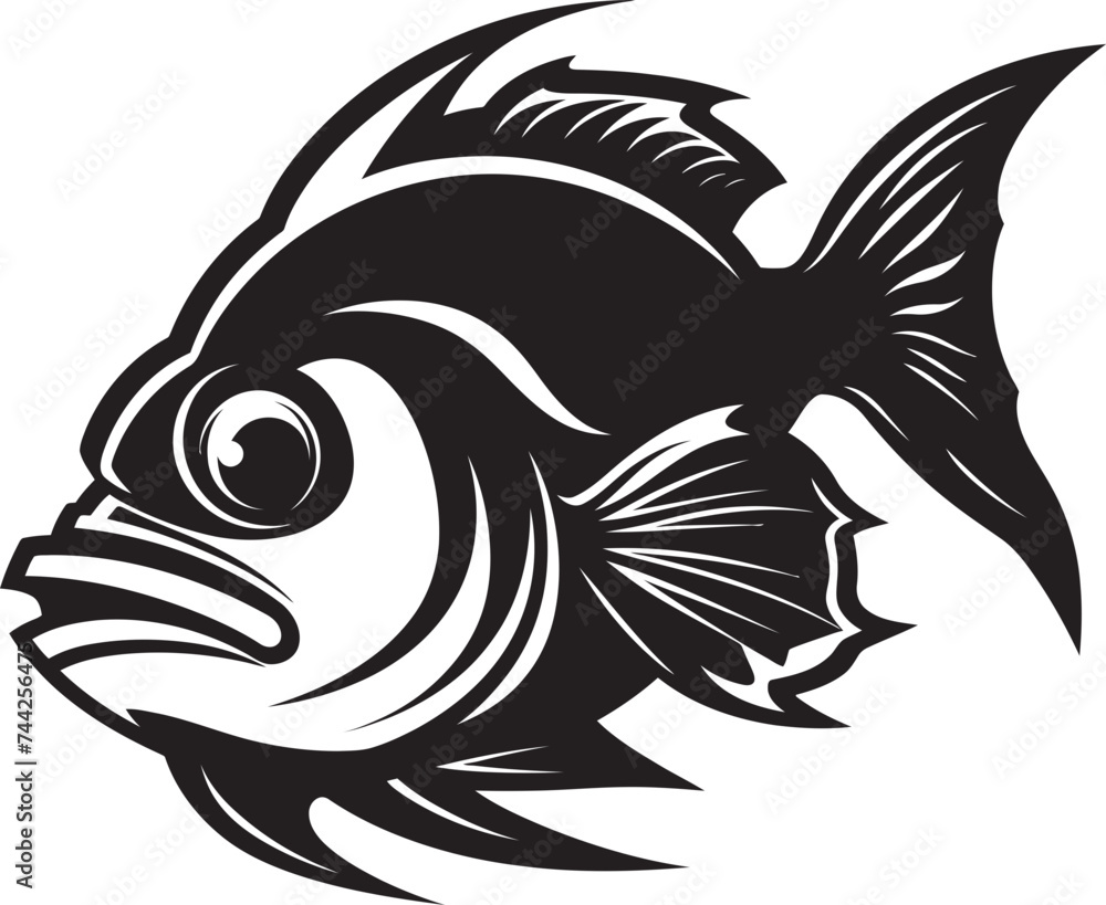 Fototapeta premium Ocean Odyssey Tropical Fish Logo Vector Tropical Triumph Black Iconic Fish Design