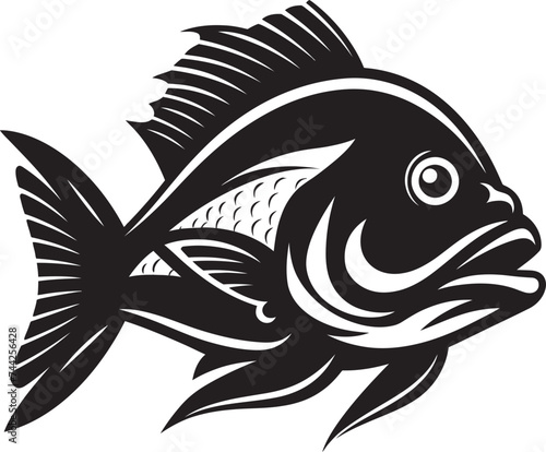 Tropical Temptations Black Iconic Fish Iconography Vector Vitality Fish Logo Design