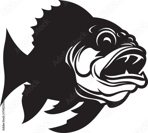 Tropic Tides Black Iconic Fish Design Vector Vivacity Fish Logo Icon