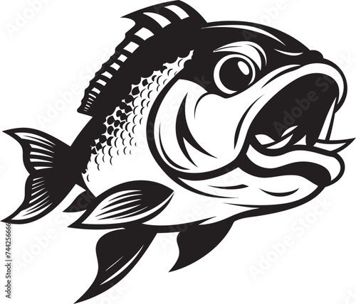 Marine Majesty Black Fish Icon Vector Tropical Temptations Exotic Fish Logo Design