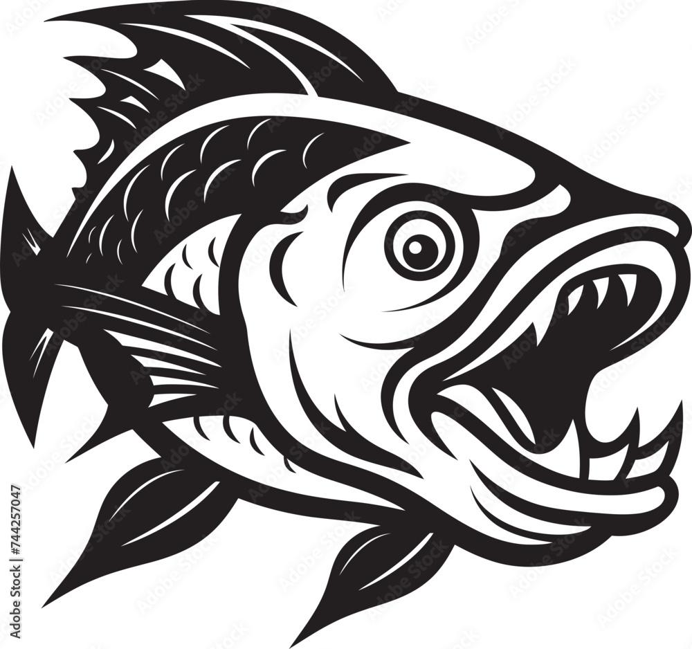 Paradise Piscine Tropical Fish Black Logo Marine Mirage Exotic Fish Logo Icon