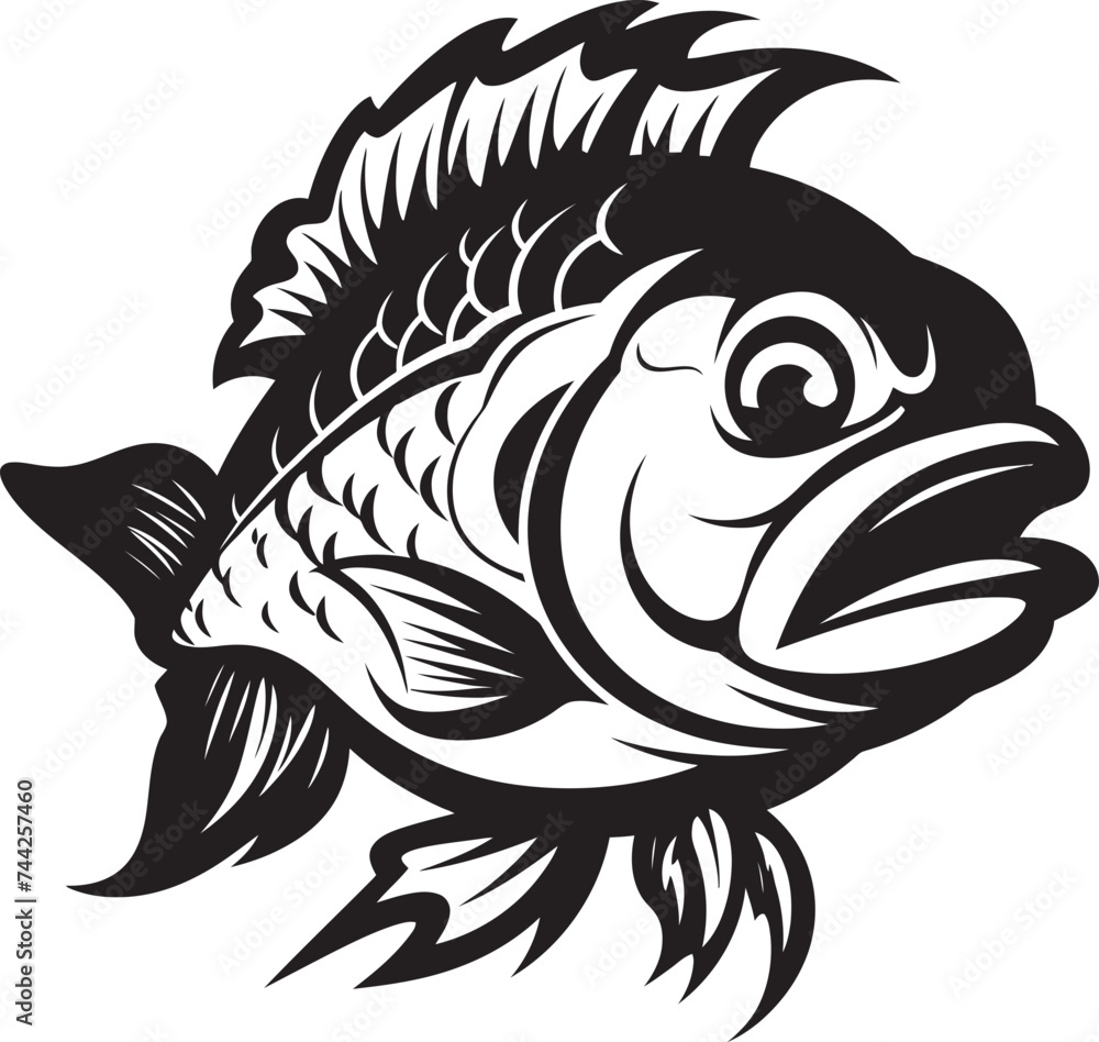 Spectral Swim Feared Fish Vector Graphics Shadow Strike Black Mascot Logo Design