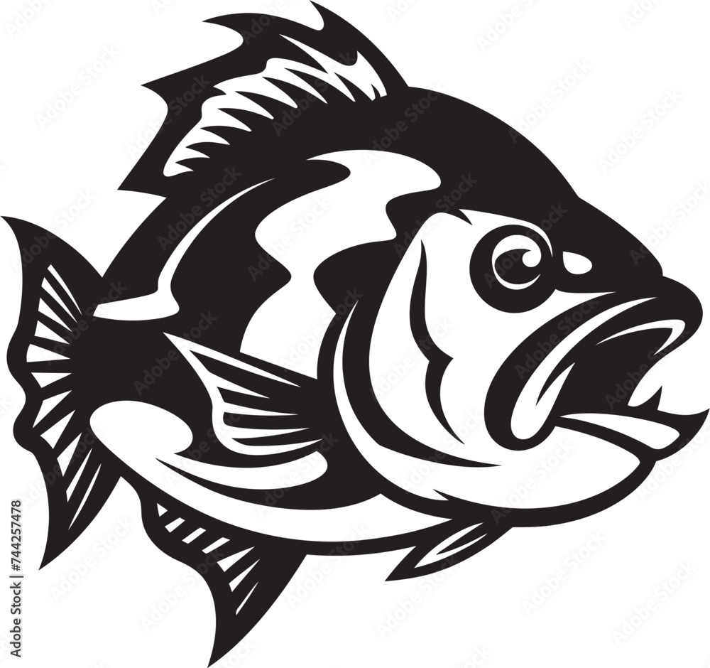 Dark Waters Feared Fish Mascot Icon Menacing Marine Black Vector Mascot Design Dark Waters Feared Fish Mascot Icon Menacing Marine Black Vector Mascot Design