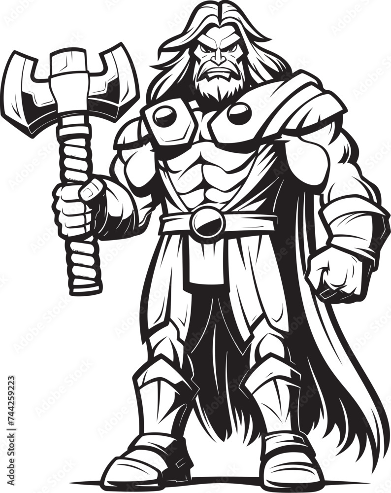 Axe Allegiance Black Logo Design Battle Born Iconic Superhero with Axe Axe Allegiance Black Logo Design Battle Born Iconic Superhero with Axe
