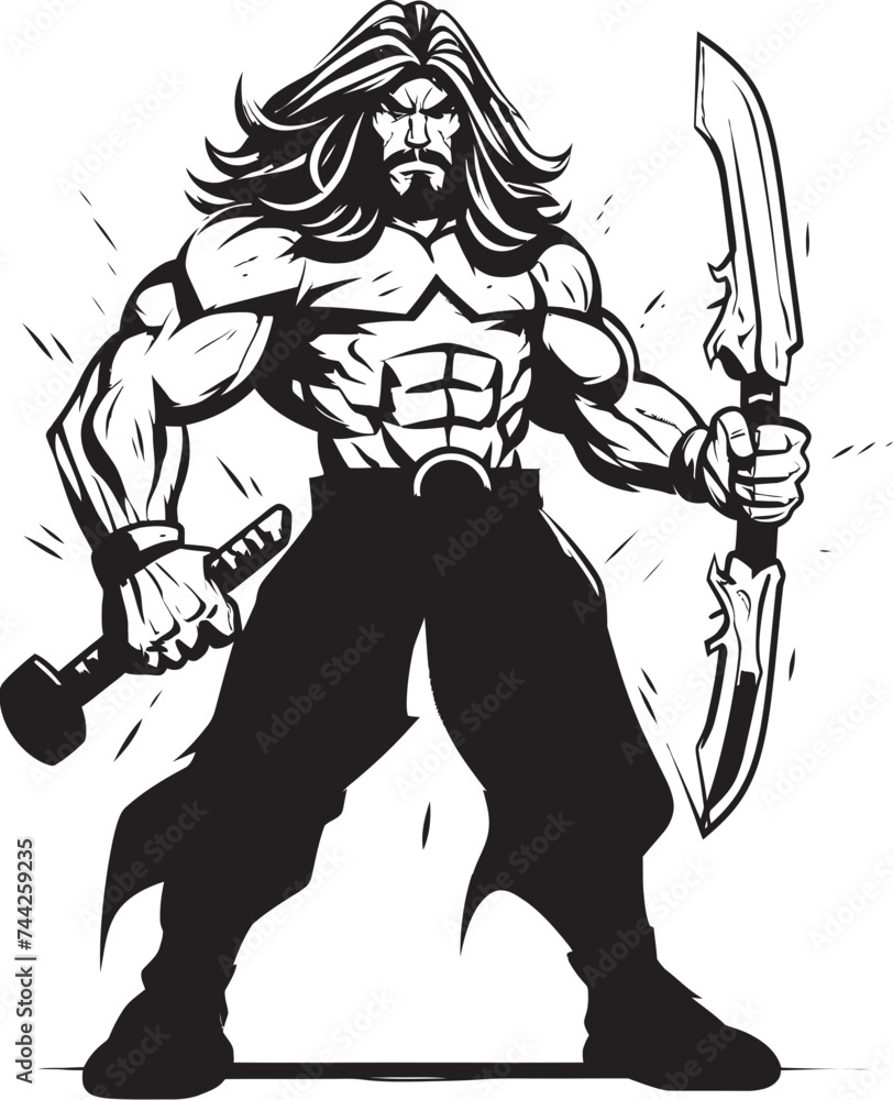 Fototapeta premium Axe Avenger Black Logo Graphics Champions Chop Heroic Axe Design