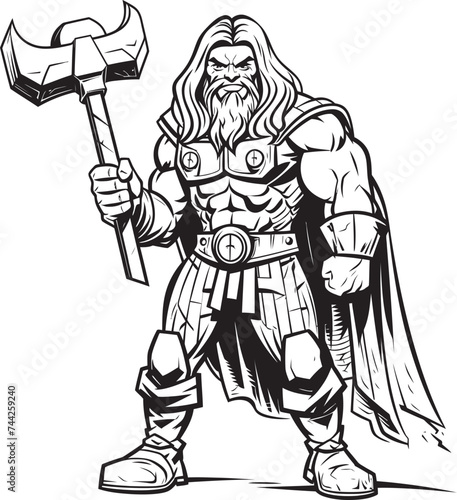 Blade Brawler Long Haired Hero Logo Eternal Protector Black Iconic Emblem