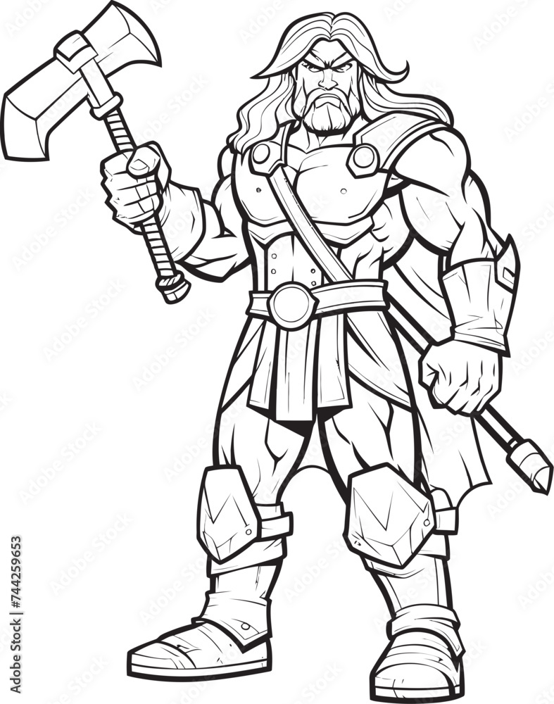 Fototapeta premium Blade Bearer Black Logo Graphics Axe Avenger Heroic Long Hair Logo