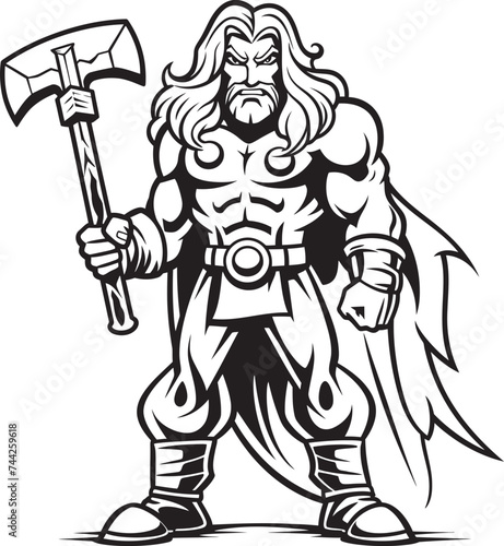 Defenders Devotion Long Haired Axe Graphics Blade Brawler Black Iconic Hero