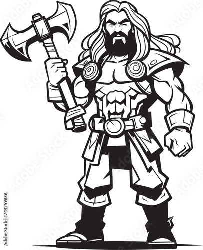 Axe Allegiance Vector Long Haired Hero Defenders Deliberation Black Heroic Icon