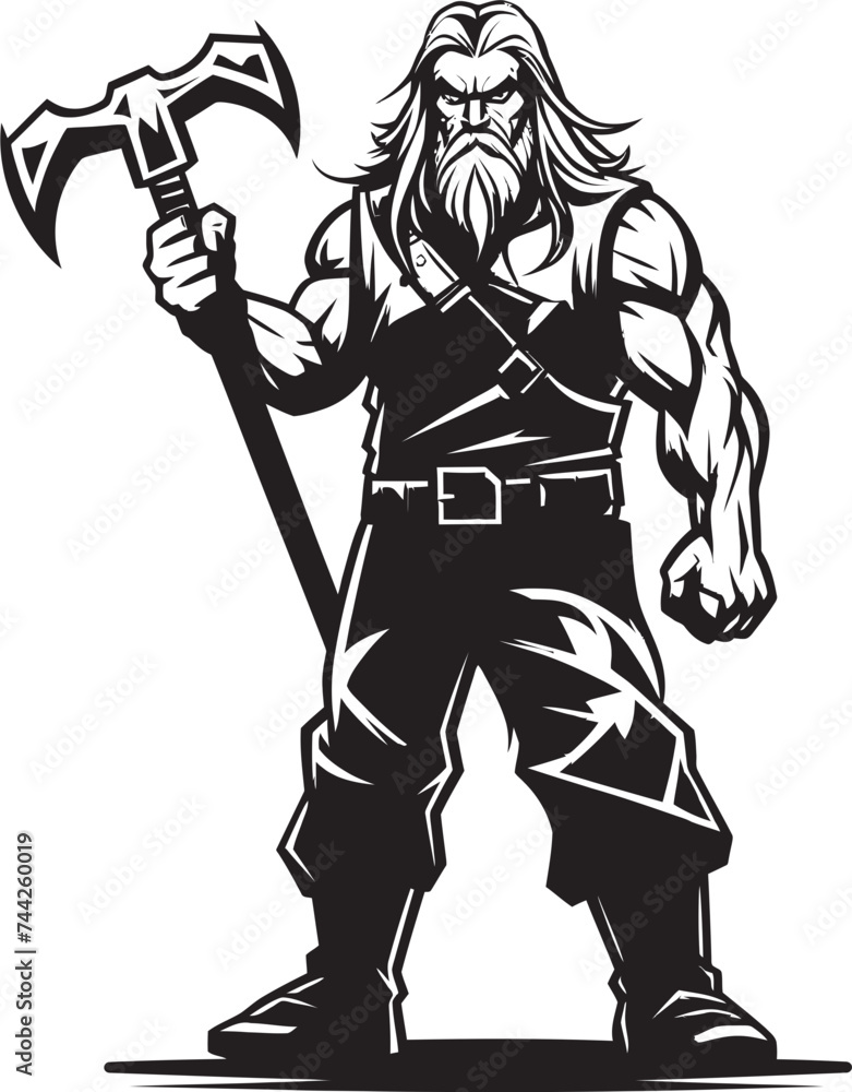 Fototapeta premium Axe Allegiance Black Axe Warrior Defenders Devotion Iconic Heroic Vector