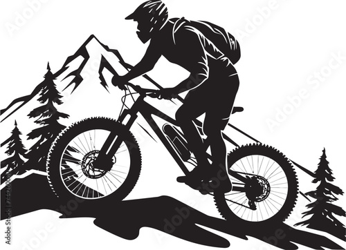 Peak Plunge Black Icon Graphics Speed Demon Downhill Biking Emblem