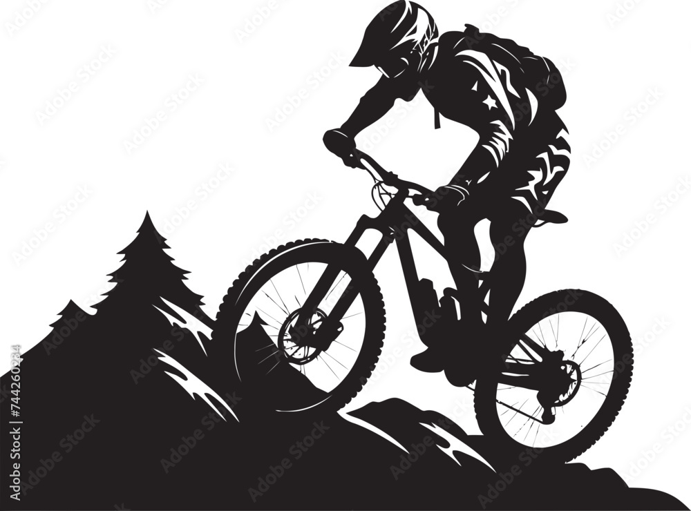 Naklejka premium Peak Plunge Black Bike Graphics Gravity Glide Downhill Logo Design