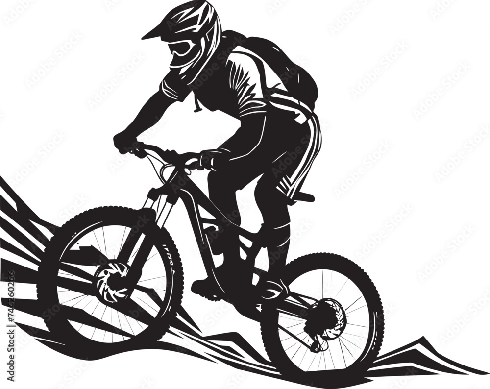 Naklejka premium Vertigo Venture Downhill Logo Design Trail Titan Iconic Downhill Emblem