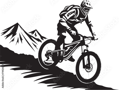 Trailblazer Triumph Iconic Downhill Icon Alpine Ascent Vector Biker Logo