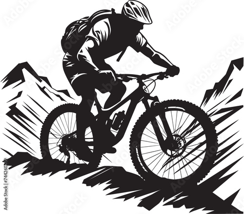 Summit Sprinter Mountain Biker Icon Edge Expedition Vector Downhill Emblem