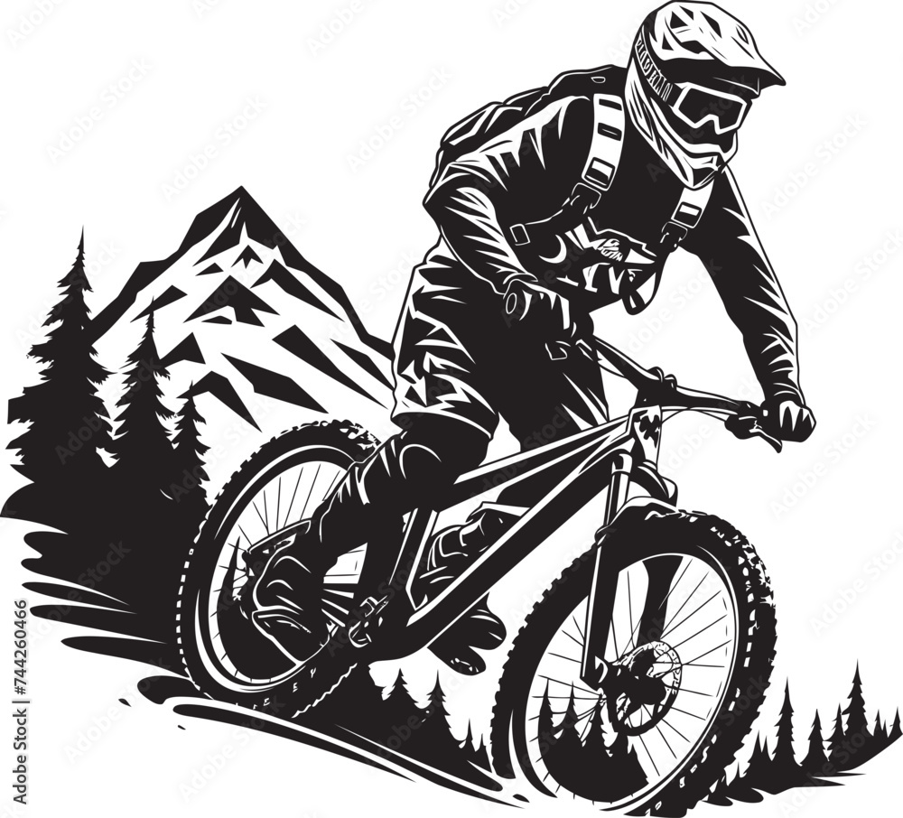 Naklejka premium Trailblazer Triumph Iconic Bike Design Alpine Ascent Vector Downhill Logo
