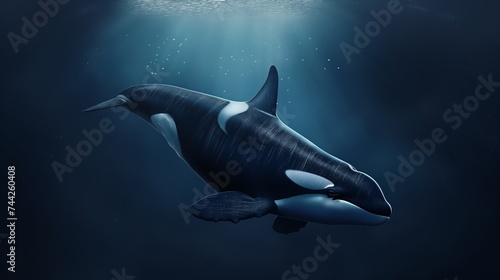 Orca whale in navy blue water swimming © ME_Photography