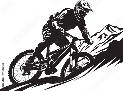 Alpine Ascent Mountain Biker Logo Peak Plunge Iconic Bike Design