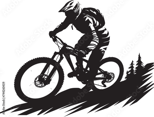 Wild Ride Iconic Black Logo Brave Descent Downhill Biker Emblem