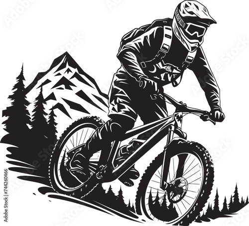 Fototapeta Naklejka Na Ścianę i Meble -  Trailblazer Triumph Iconic Bike Design Alpine Ascent Vector Downhill Logo