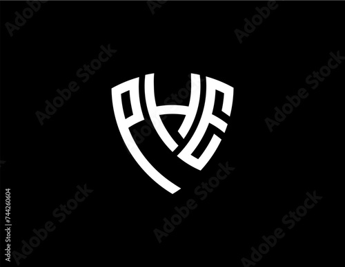 PHE creative letter shield logo design vector icon illustration