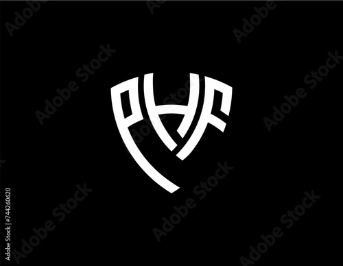 PHF creative letter shield logo design vector icon illustration