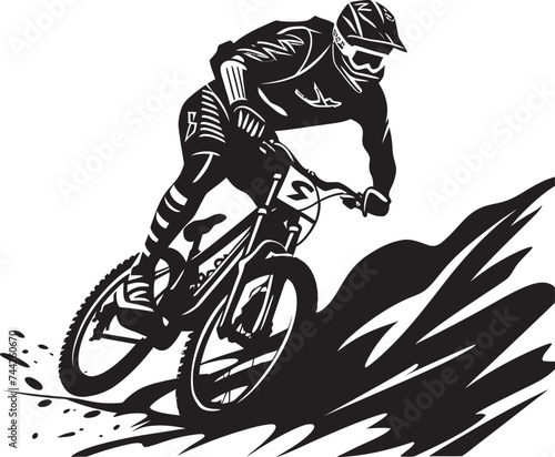 Wild Ride Vector Mountain Biking Icon Edge Expedition Black Bike Emblem