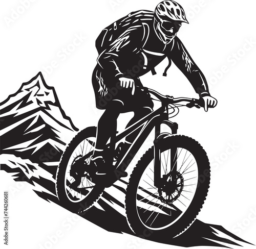 Rapid Descent Iconic Bike Emblem Velocity Vista Vector Downhill Biker Logo