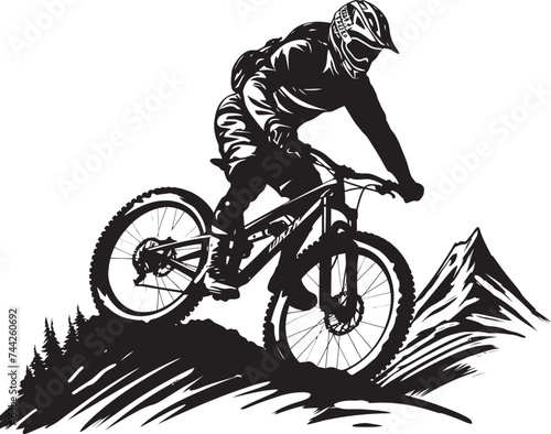 Steep Slope Surge Iconic Emblem Graphics Wild Ride Vector Downhill Biking Icon