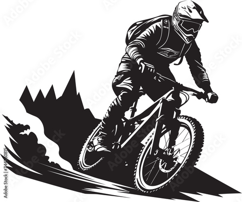 Velocity Vista Vector Downhill Biking Icon Adrenaline Rush Black Bike Logo