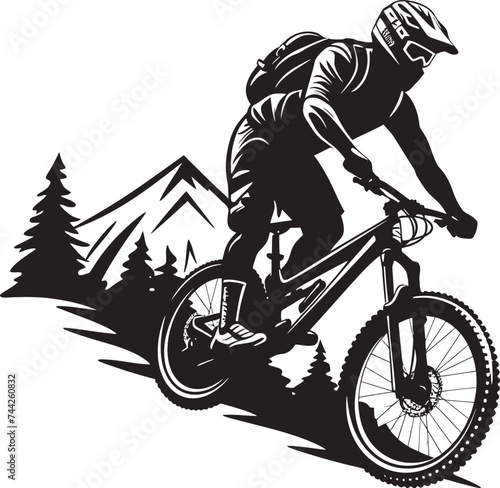 Extreme Descent Iconic Downhill Emblem Thrill Rider Vector Biking Emblem