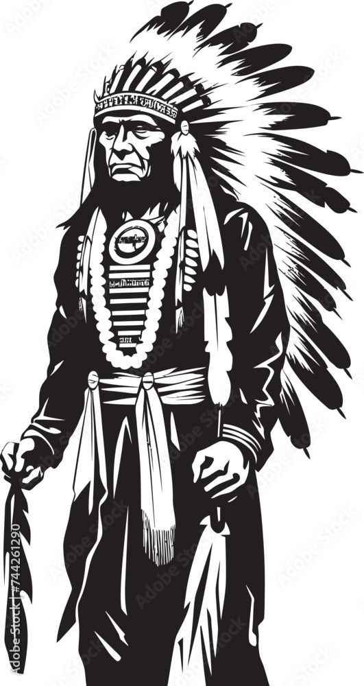 Eagle Spirit Iconic Chief Icon Brave Heart Chief Vector Design
