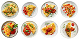 Omelette collection in 3d png transparent for product presentation.