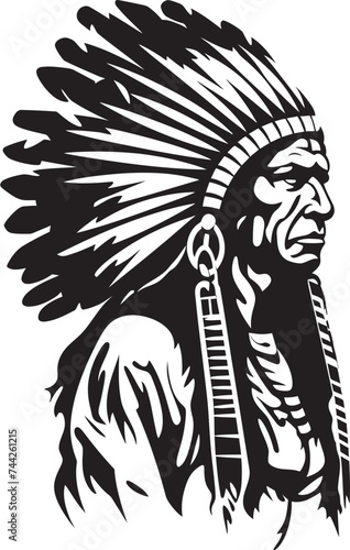 Tribal Valor Black Native Emblem Dream Keeper Iconic Chief Design